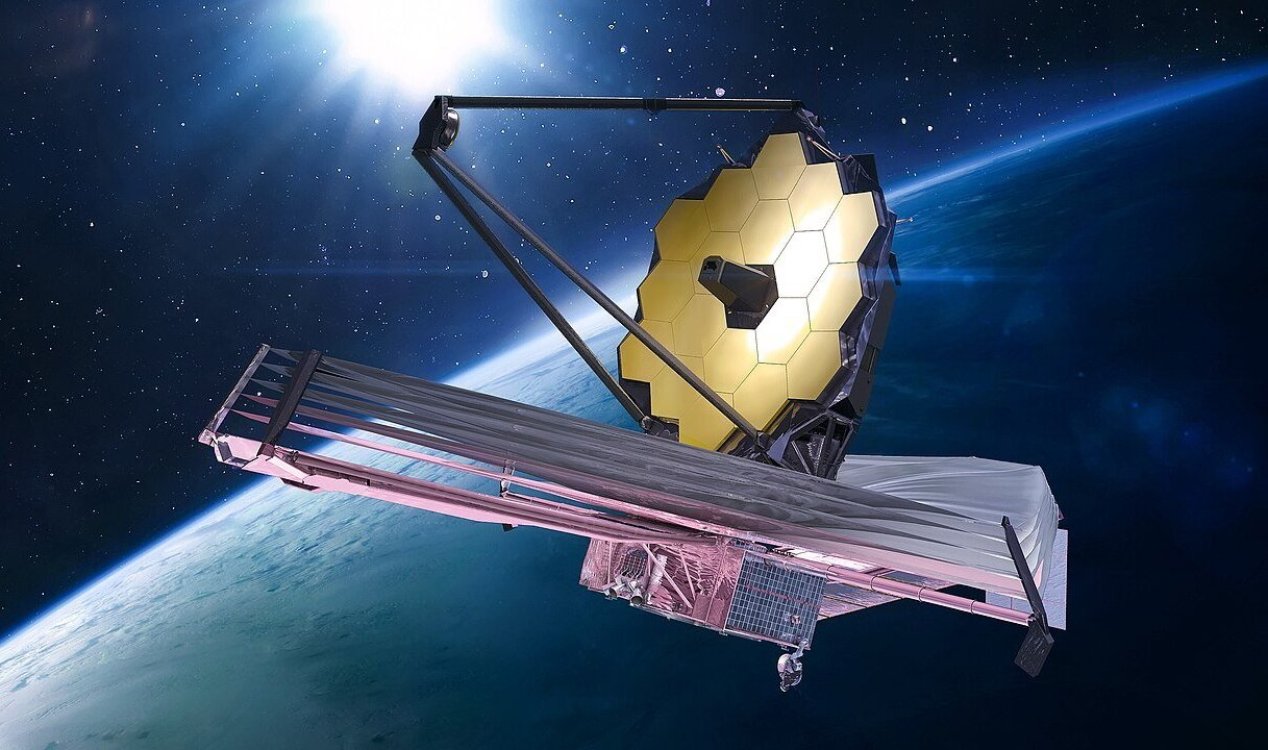 The James Webb Space Telescope against a field of stars