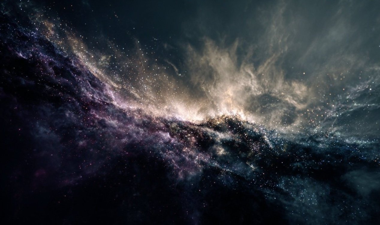 Abstract visualization of dark matter and energy in space