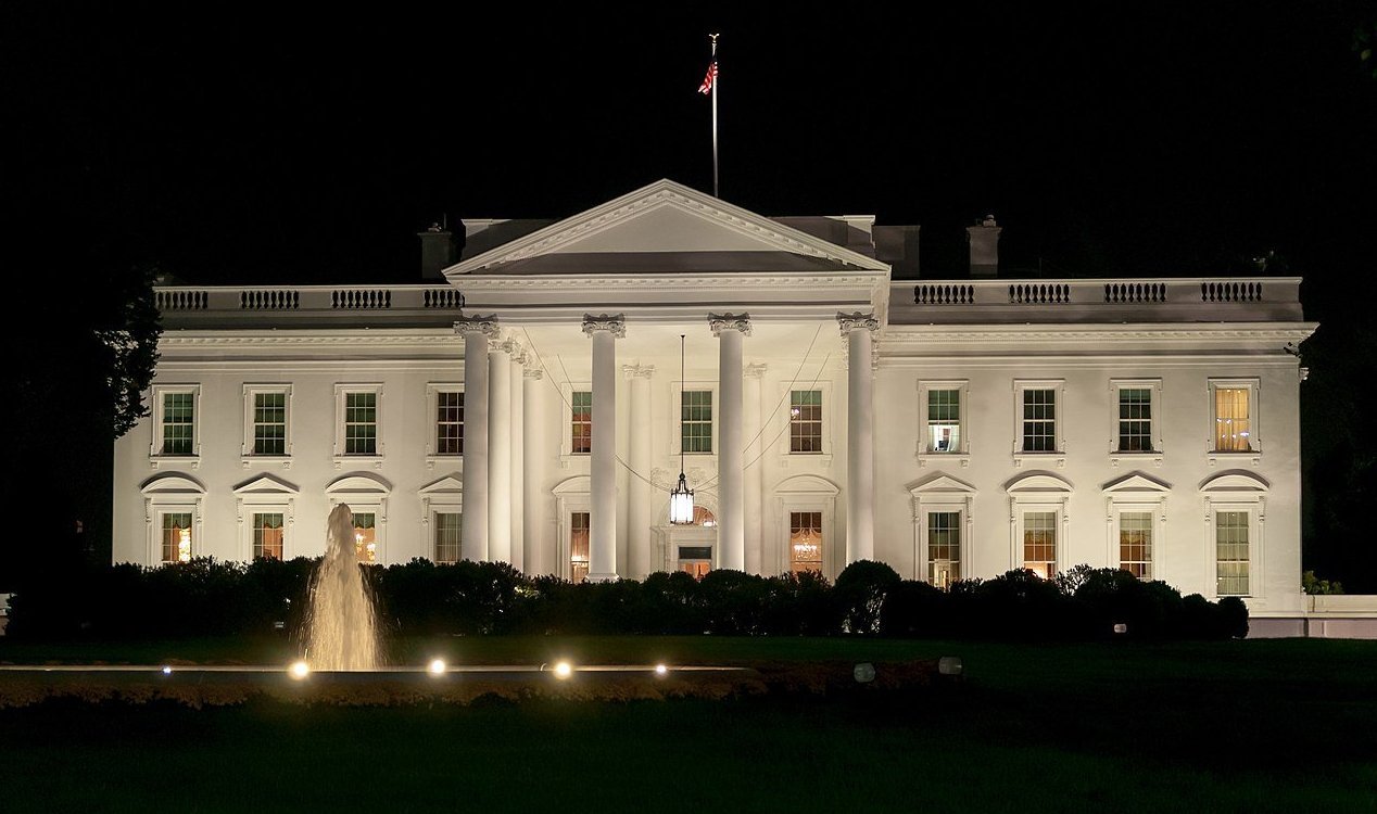The White House illuminated at night